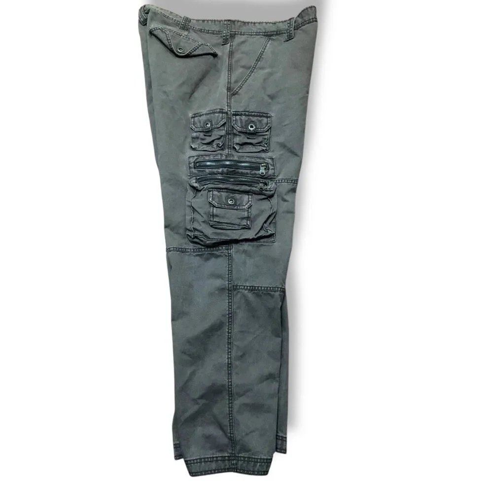 Old Navy Mena Gray Cargo Pants Multiple Pockets Relaxed Fit Sz 34.5 100% Cotton‎